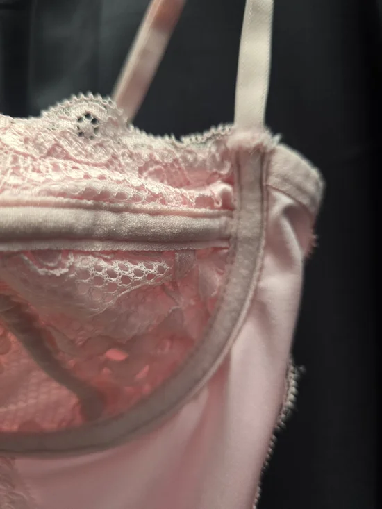 Women's Lace Bustier Corset Top - Pale Pink - Picture 6 of 9